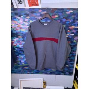 Y2k Reebok Crewneck Sweatshirt Mens XL Gray Red Stripe Pullover Logo